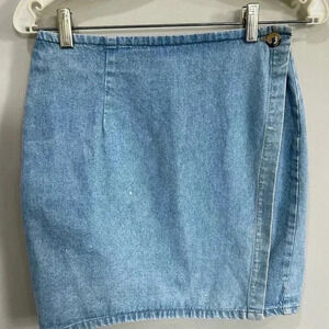 Vintage 90s Denim Light Wash Wrap Skirt, Y2K Womens Sz 11/12
